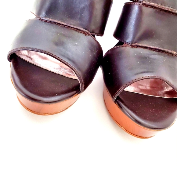 Ann Taylor Loft Kourtney Brown Leather Wedges Size 8 - Picture 4 of 10